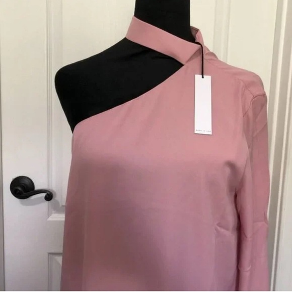 Three Eighty Two Pink One Shoulder Mini Dress Small - Picture 8 of 9
